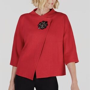 Elegant Red Women's Sweater with Embellishment